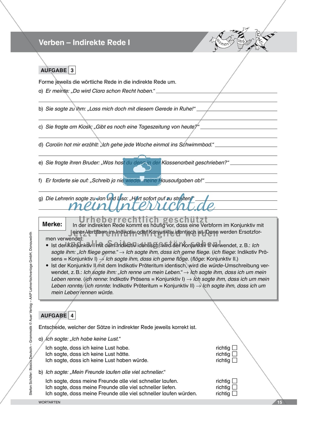 Basics Deutsch Grammatik Wortarten Verben: Arbeitsblätter und Lösungen Preview 10