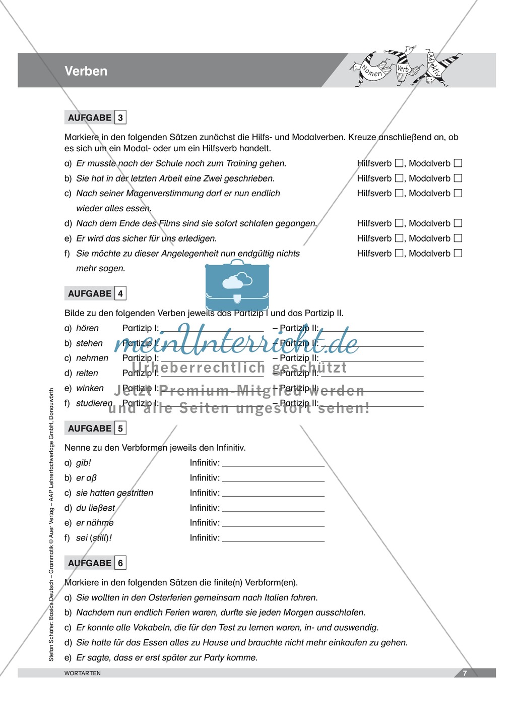 Basics Deutsch Grammatik Wortarten Verben: Arbeitsblätter und Lösungen Preview 2