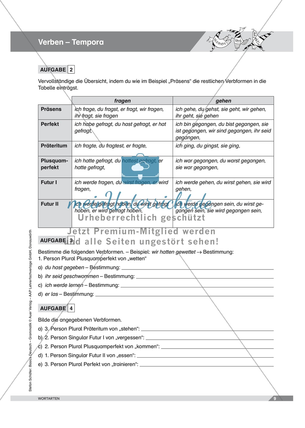 Basics Deutsch Grammatik Wortarten Verben: Arbeitsblätter und Lösungen Preview 4