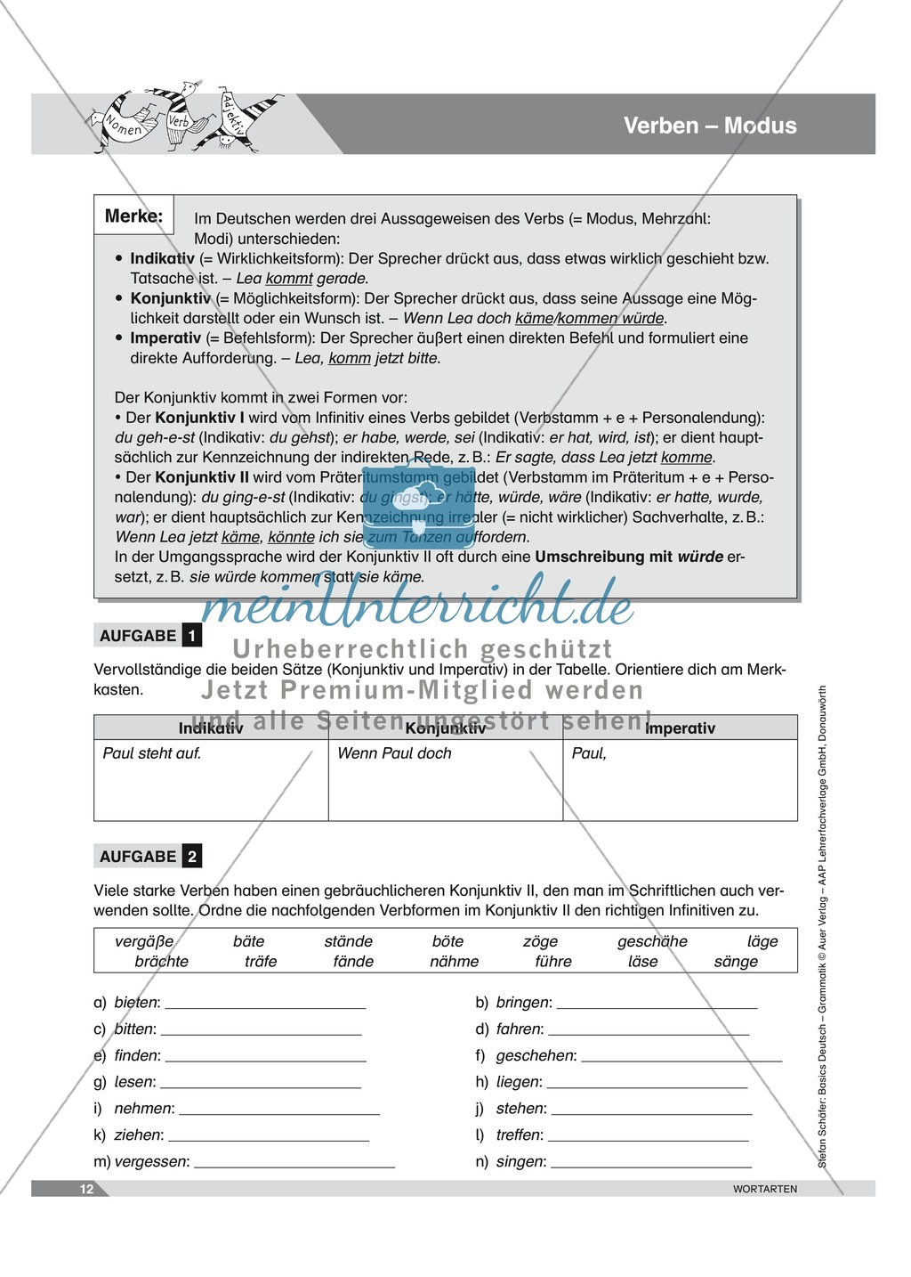 Basics Deutsch Grammatik Wortarten Verben: Arbeitsblätter und Lösungen Preview 7