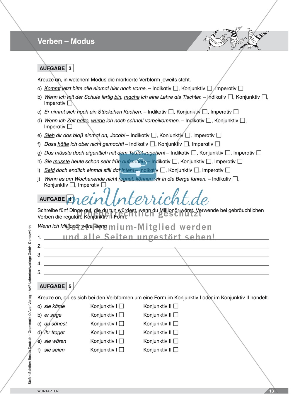 Basics Deutsch Grammatik Wortarten Verben: Arbeitsblätter und Lösungen Preview 8