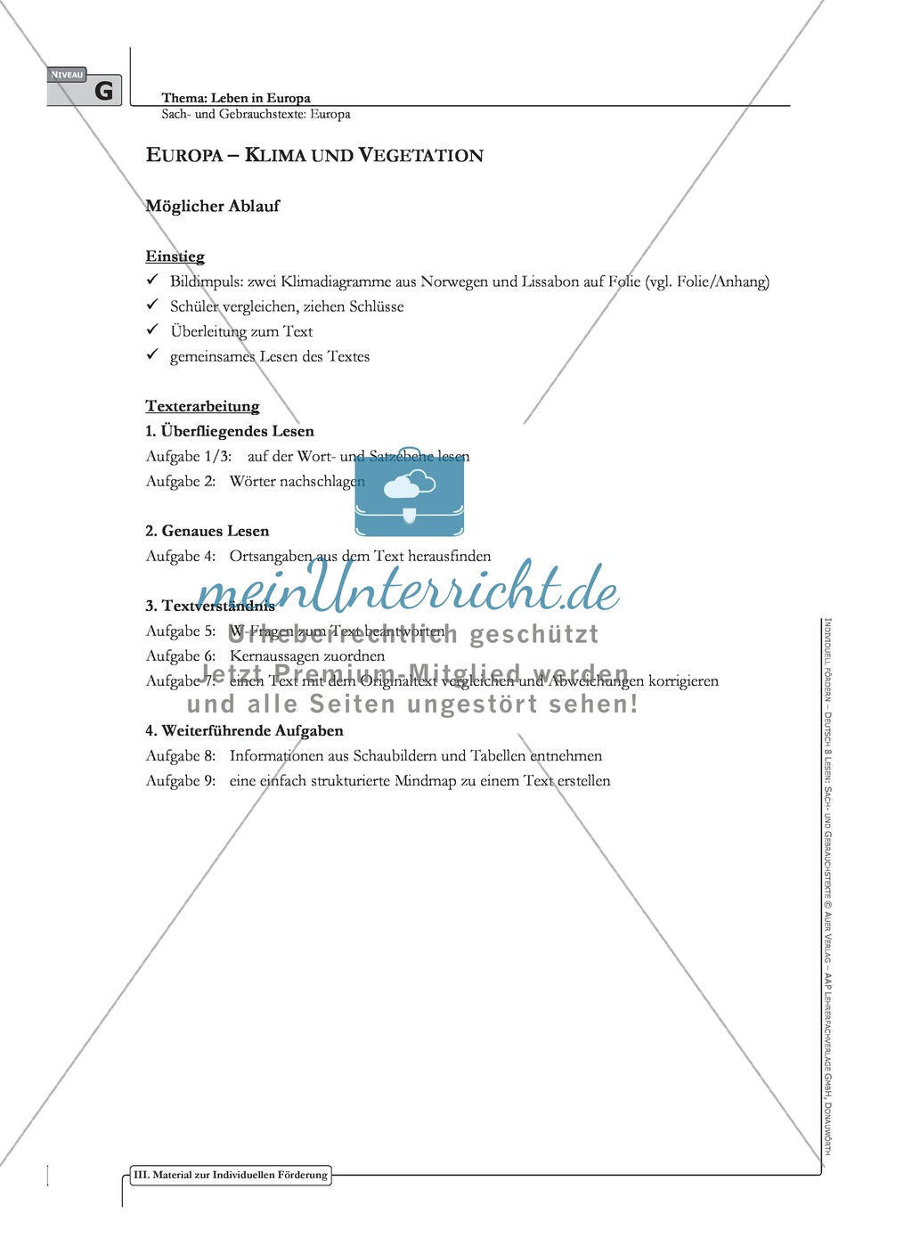 Sachtexte: Europa - Klima und Vegetation: Texterarbeitung mit Aufgaben und Lösungen Preview 1