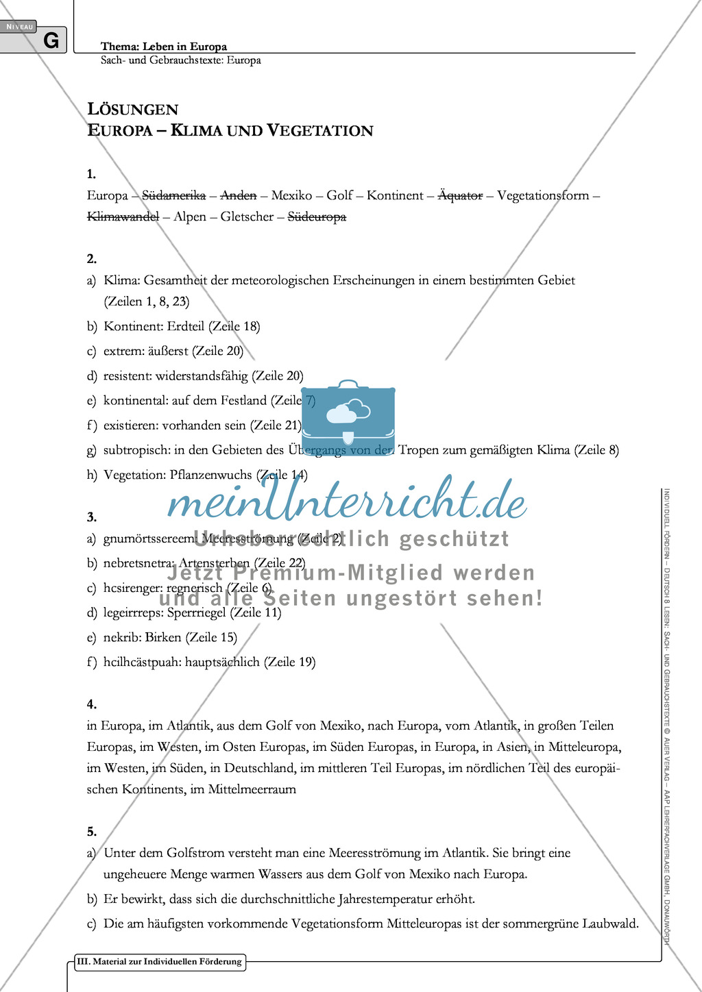 Sachtexte: Europa - Klima und Vegetation: Texterarbeitung mit Aufgaben und Lösungen Preview 8