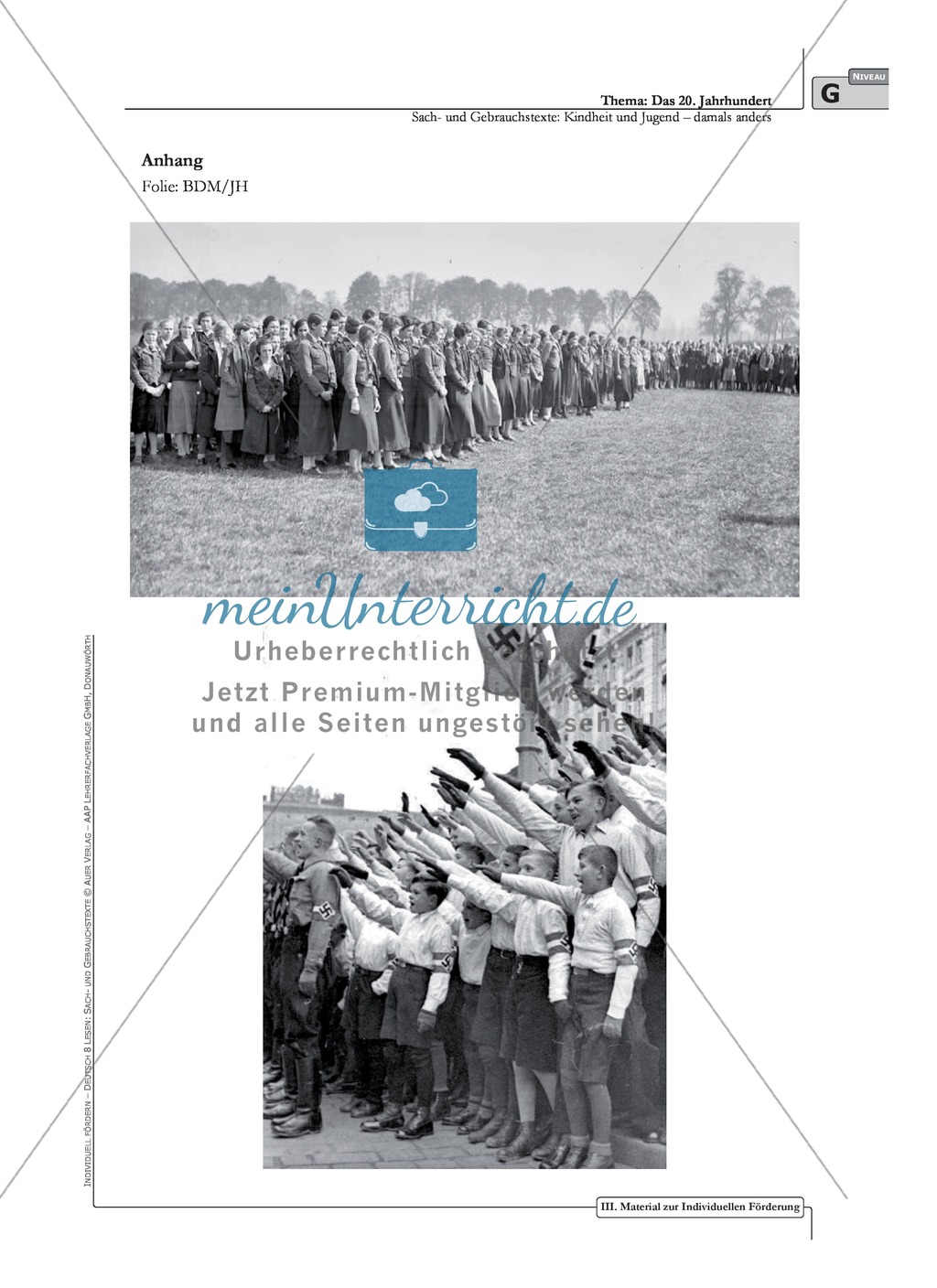 Sachtexte Kindheit in der NS-Zeit: Unterrichtsvorschlag1, Bilder, Text, Arbeitsblätter und Lösungen Preview 2