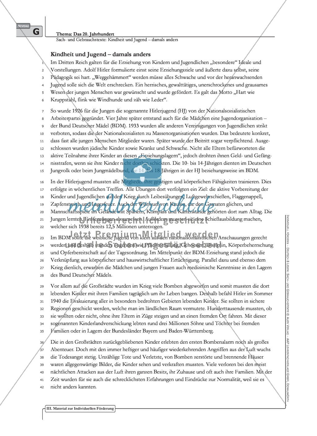 Sachtexte Kindheit in der NS-Zeit: Unterrichtsvorschlag1, Bilder, Text, Arbeitsblätter und Lösungen Preview 3