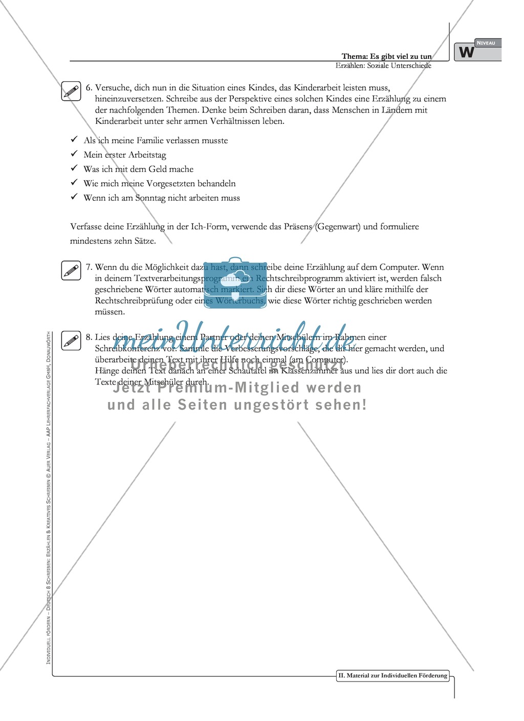 Erzählen zu sozialen Unterschieden: Material zur individuellen Förderung mit Arbeits- und Lösungsvorschlägen Preview 12