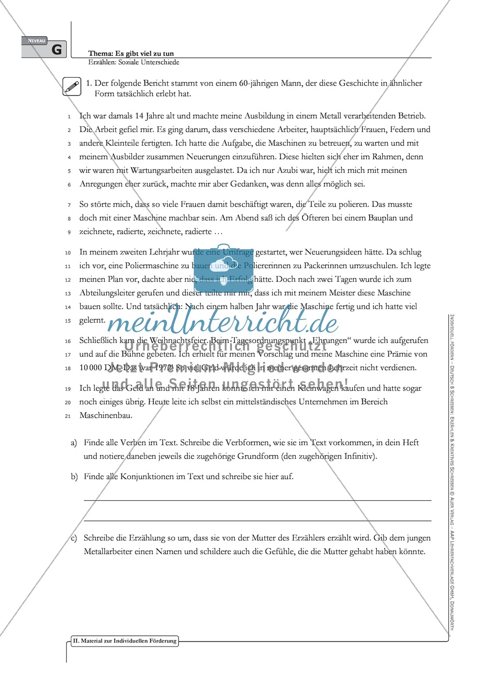 Erzählen zu sozialen Unterschieden: Material zur individuellen Förderung mit Arbeits- und Lösungsvorschlägen Preview 3