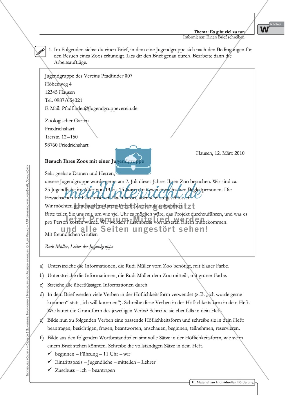Einen Brief schreiben: Material zur individuellen Förderung mit Übungen und Lösungen Preview 11
