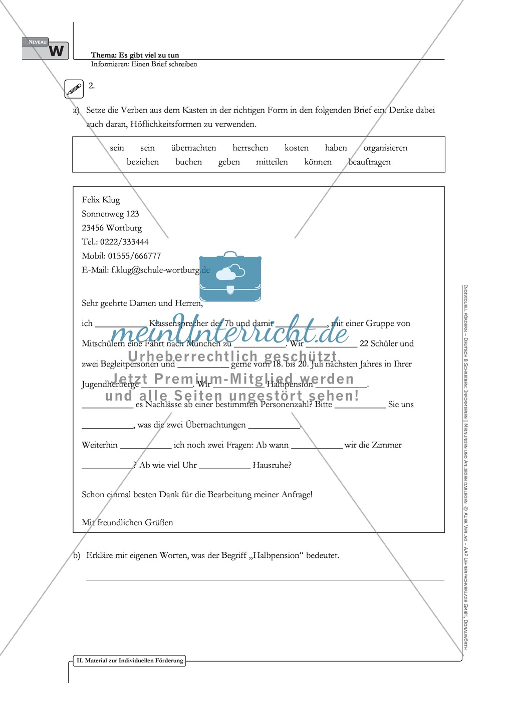 Einen Brief schreiben: Material zur individuellen Förderung mit Übungen und Lösungen Preview 12