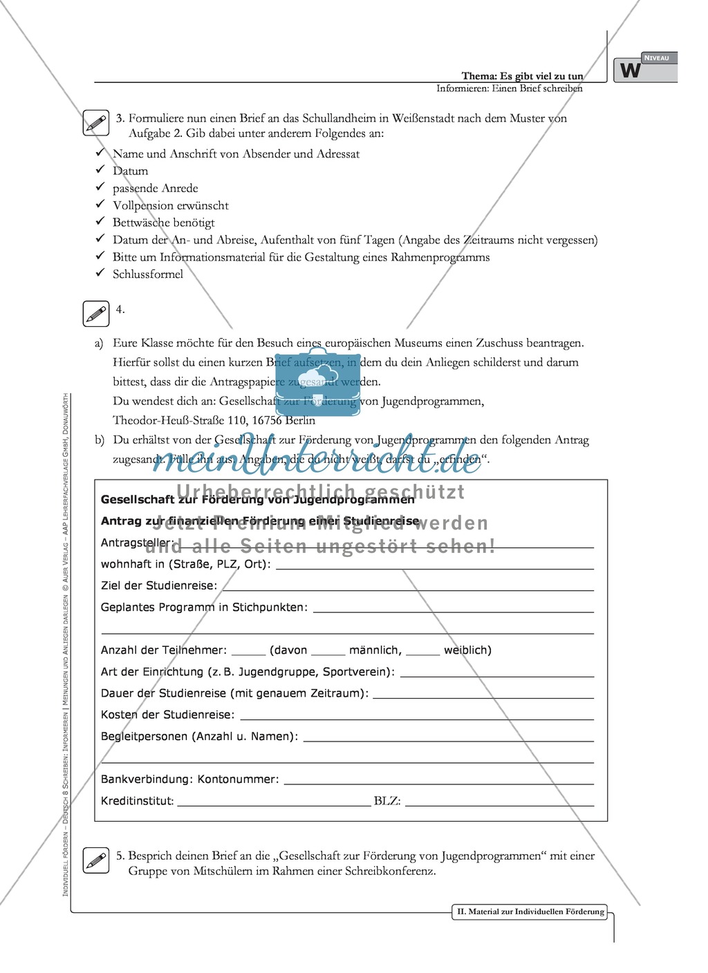 Einen Brief schreiben: Material zur individuellen Förderung mit Übungen und Lösungen Preview 13