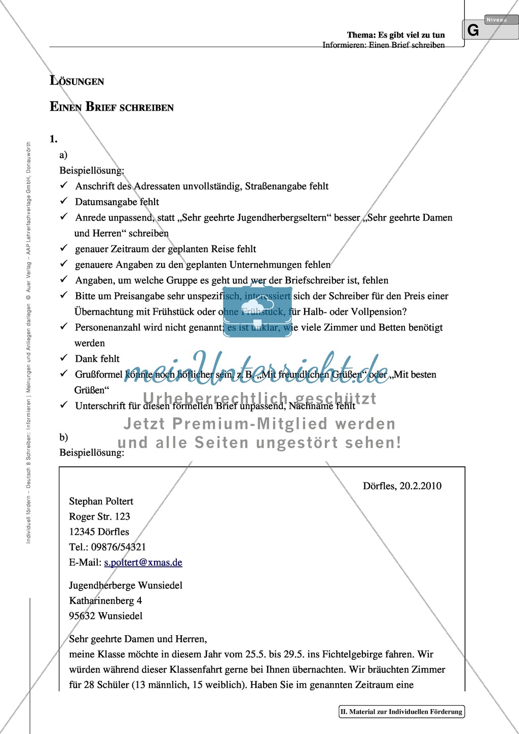 Einen Brief schreiben: Material zur individuellen Förderung mit Übungen und Lösungen Preview 14