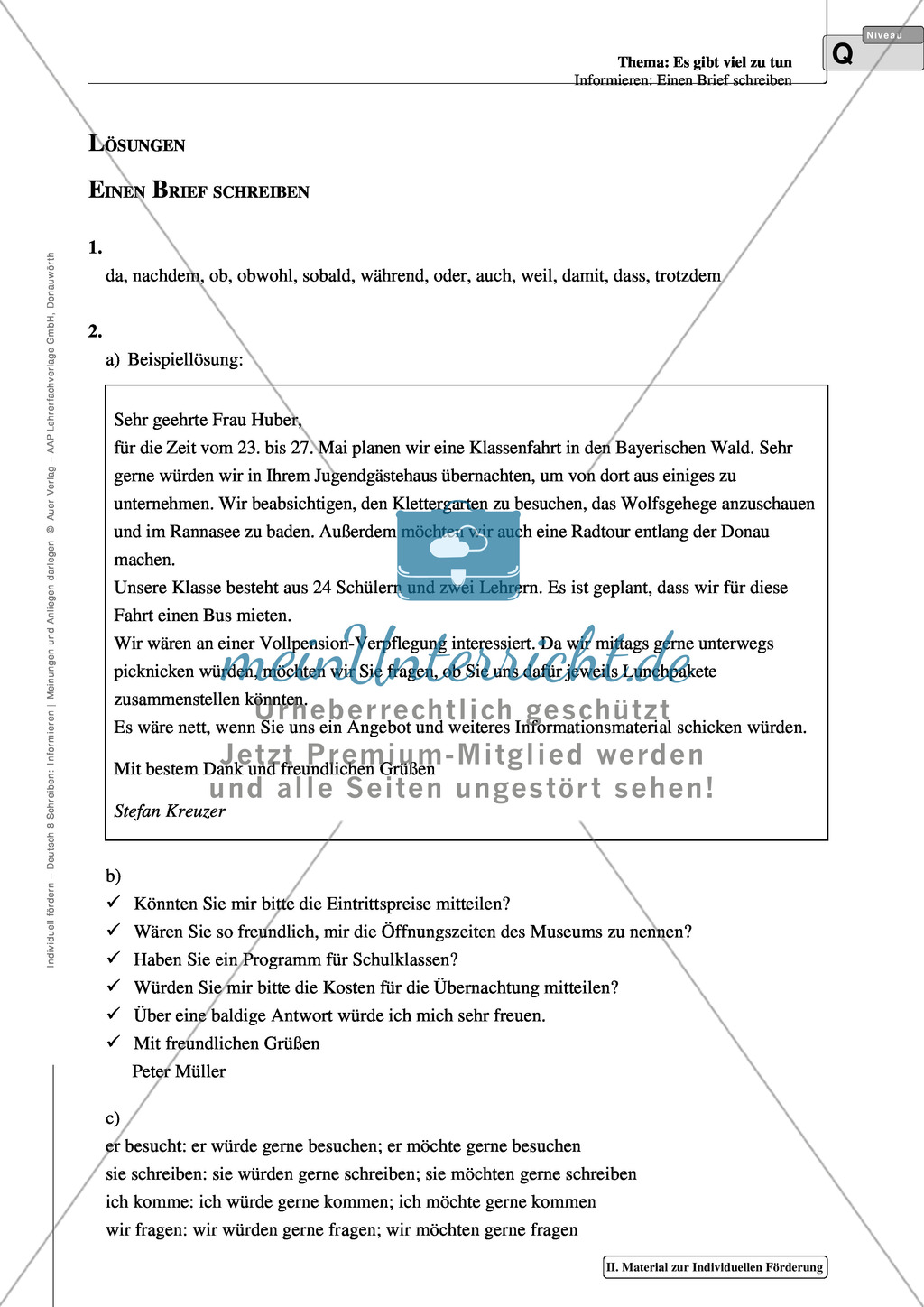 Einen Brief schreiben: Material zur individuellen Förderung mit Übungen und Lösungen Preview 17