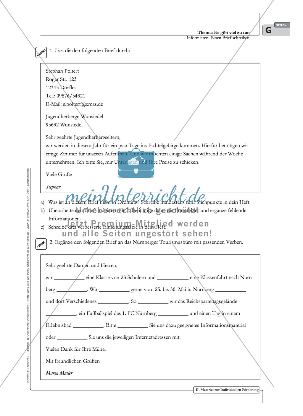 Einen Brief schreiben: Material zur individuellen Förderung mit Übungen und Lösungen Preview 3