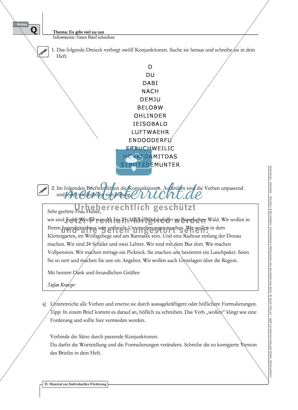 Einen Brief schreiben: Material zur individuellen Förderung mit Übungen und Lösungen Preview 6