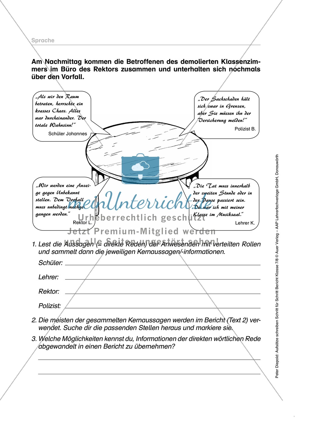 Sprache in einem Bericht: Übungen und Lösung Preview 4