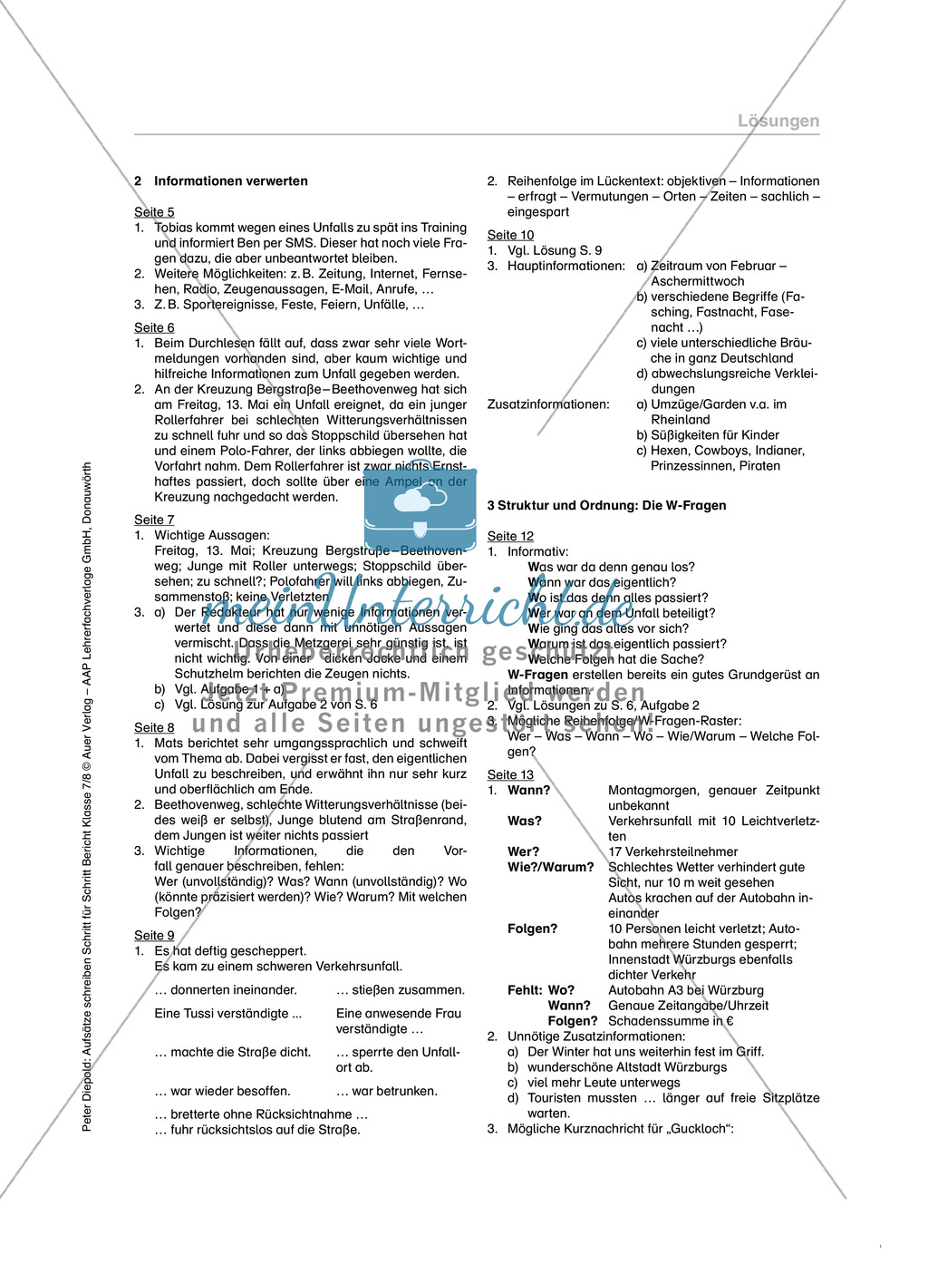 Berichte schreiben, Informationssammlung: Methodik, Übung und Lösung Preview 2