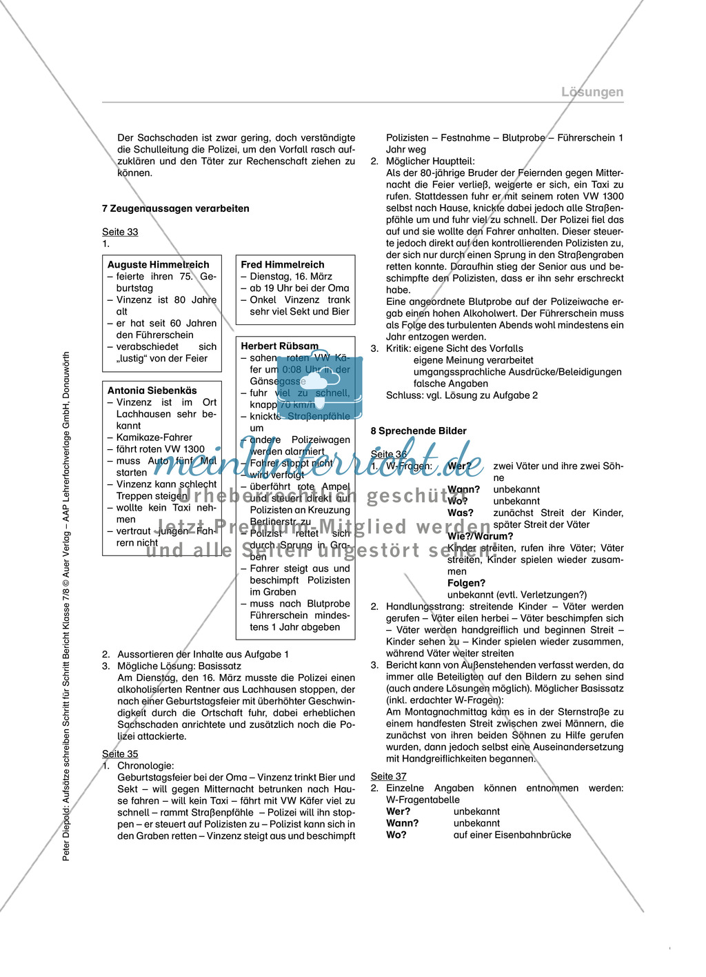 Berichte schreiben, Zeugenaussagen auswerten: Übungen und Lösung Preview 5