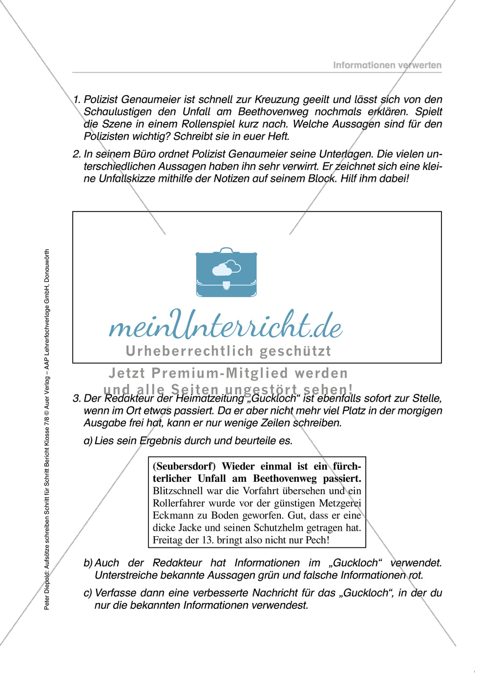 Berichte schreiben, Informationen verwerten: Übungen und Lösung Preview 3