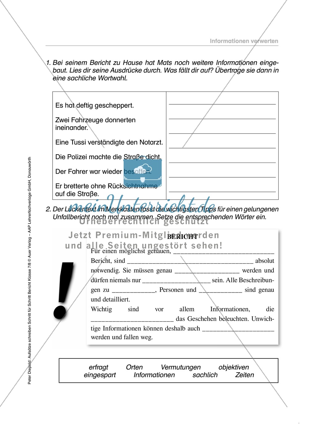 Berichte schreiben, Informationen verwerten: Übungen und Lösung Preview 5