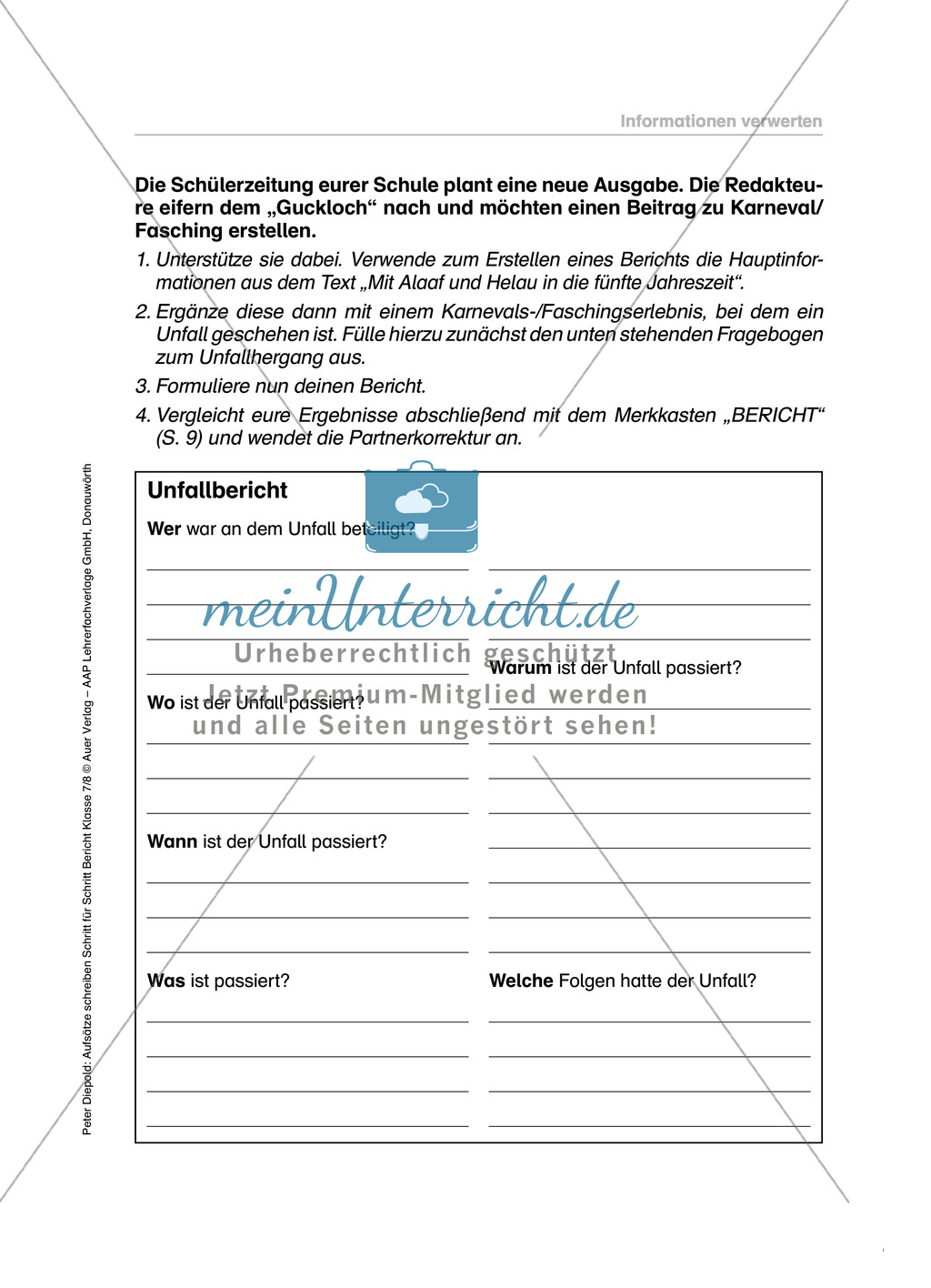 Berichte schreiben, Informationen verwerten: Übungen und Lösung Preview 7