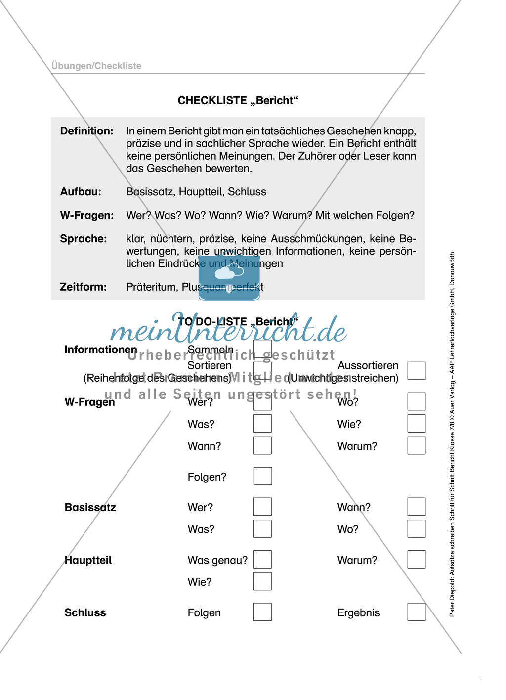 Berichte schreiben: Checkliste Preview 1