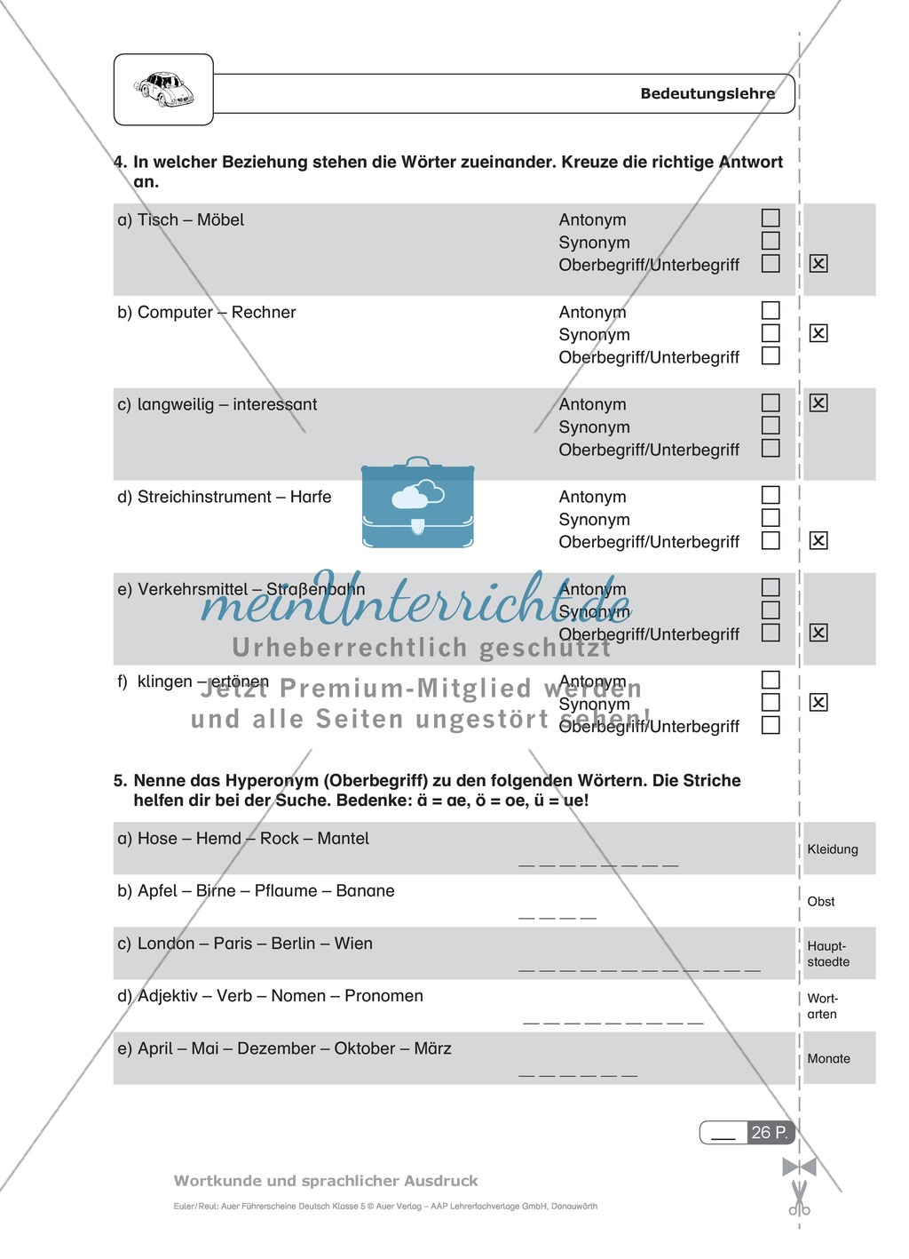 Wortbedeutung: Beziehung untereinander, Oberbegriffe: Schnell-Tests Preview 2