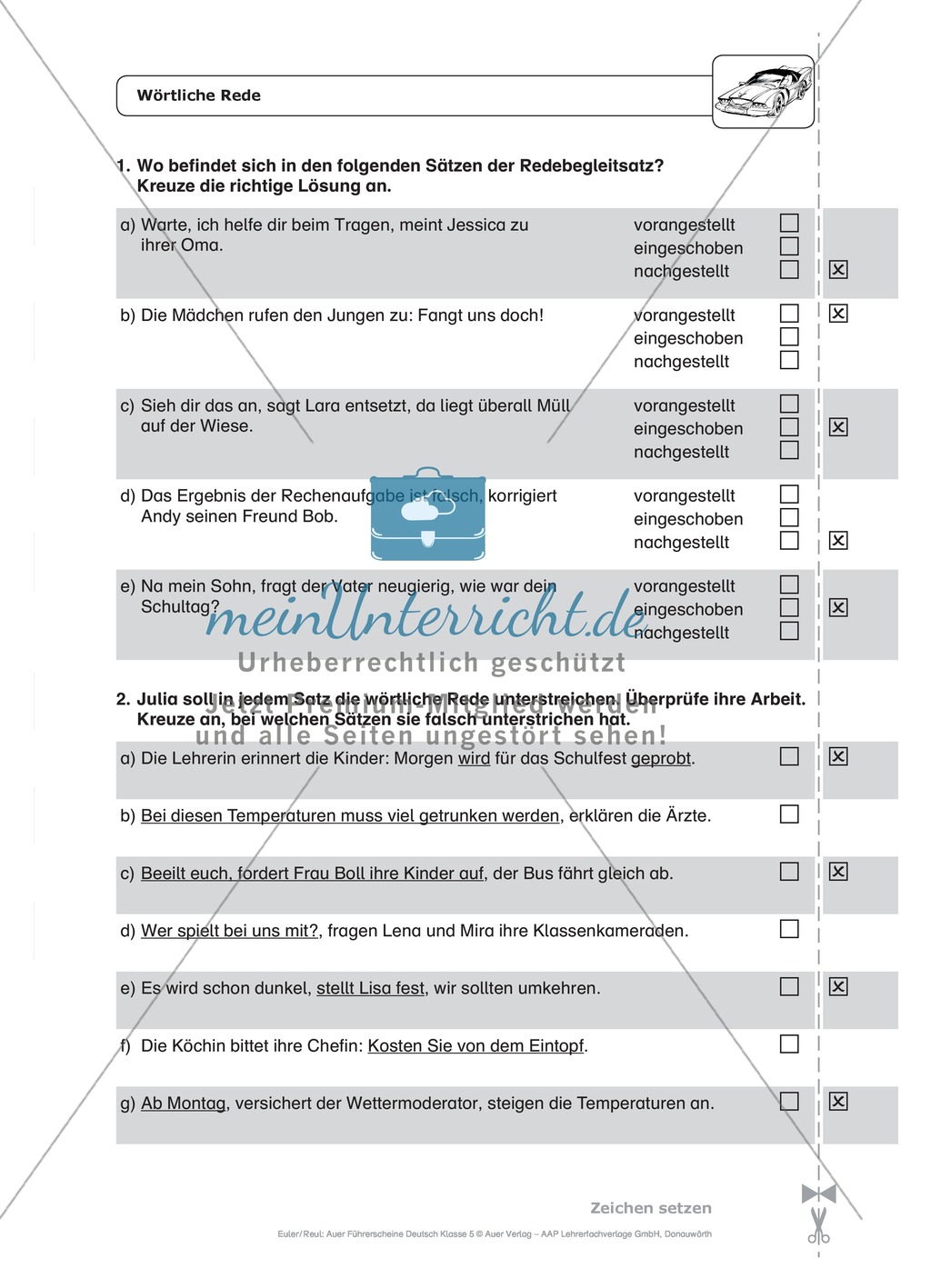 Zeichensetzung, wörtliche Rede: Schnell-Tests Preview 3