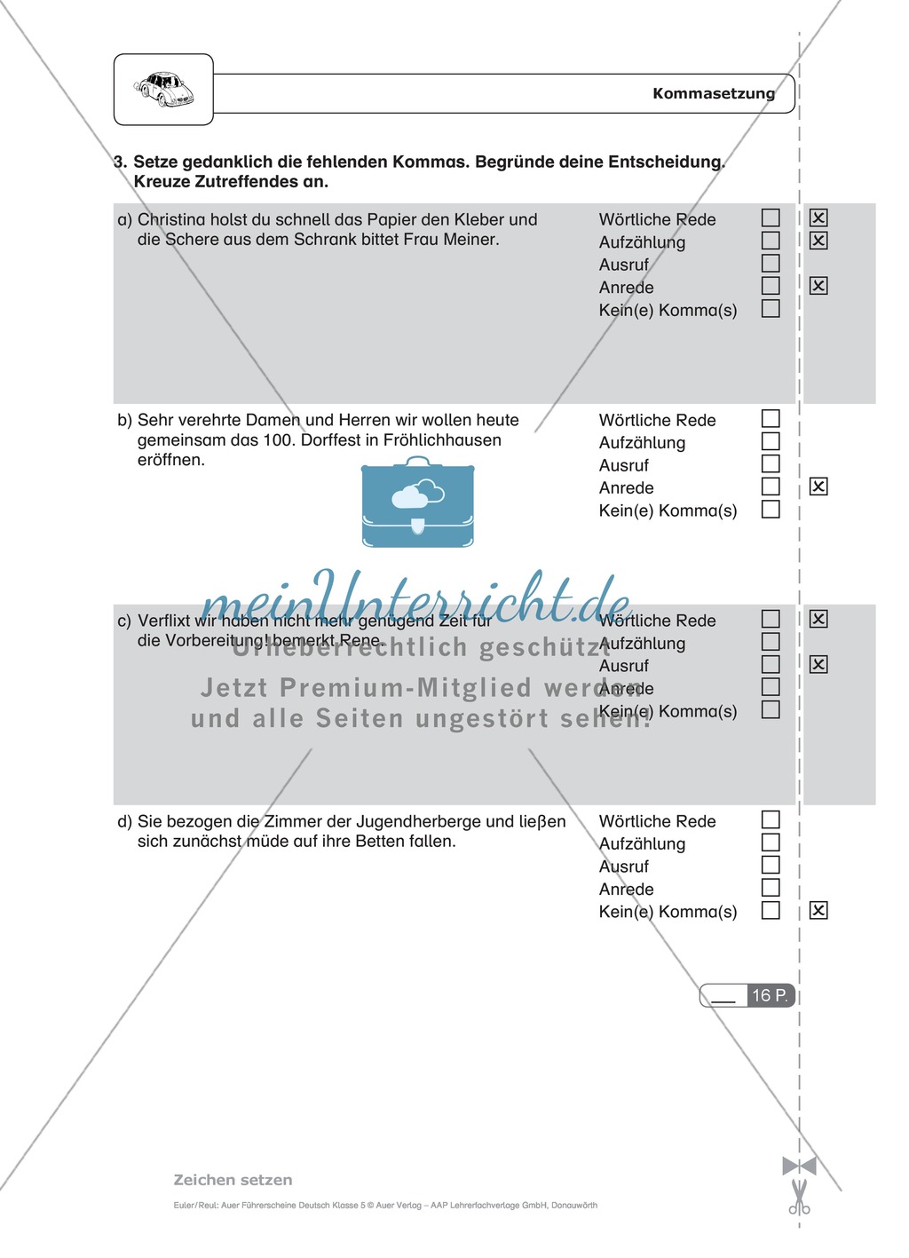 Zeichensetzung, Kommasetzung: Schnell-Tests Preview 2