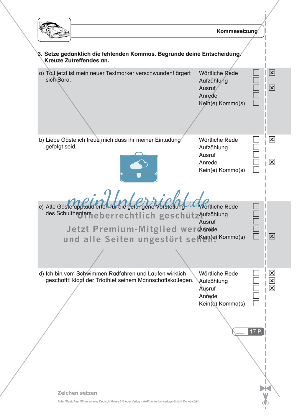 Zeichensetzung, Kommasetzung: Schnell-Tests Preview 4