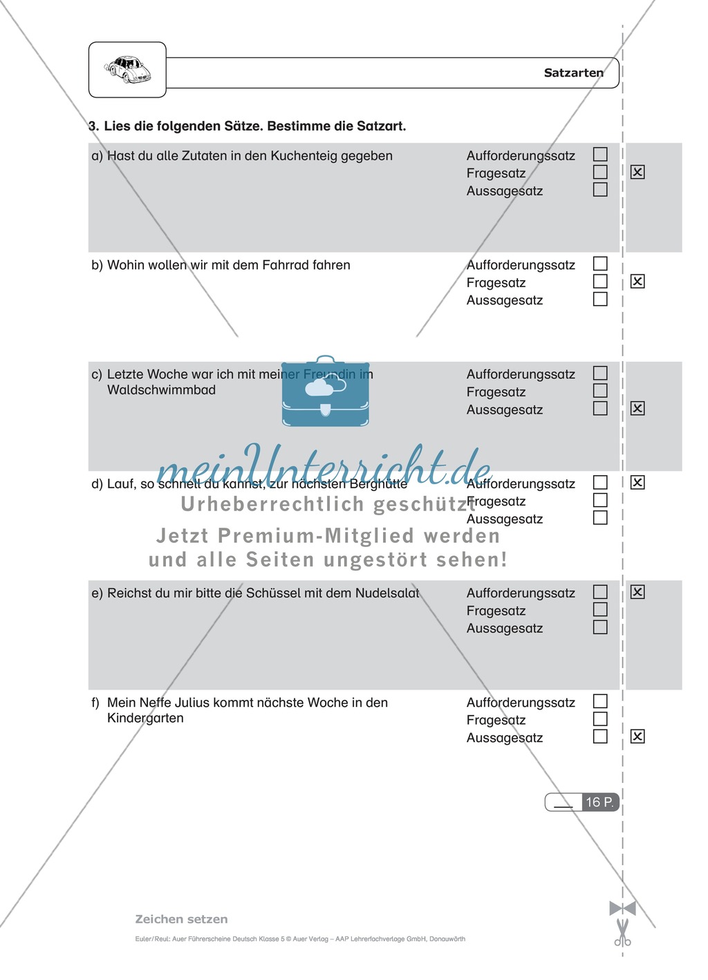 Zeichensetzung, Satzarten: Schnell-Tests Preview 2