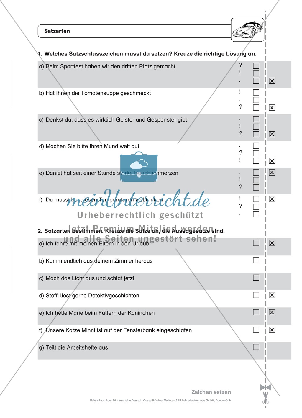 Zeichensetzung, Satzarten: Schnell-Tests Preview 3