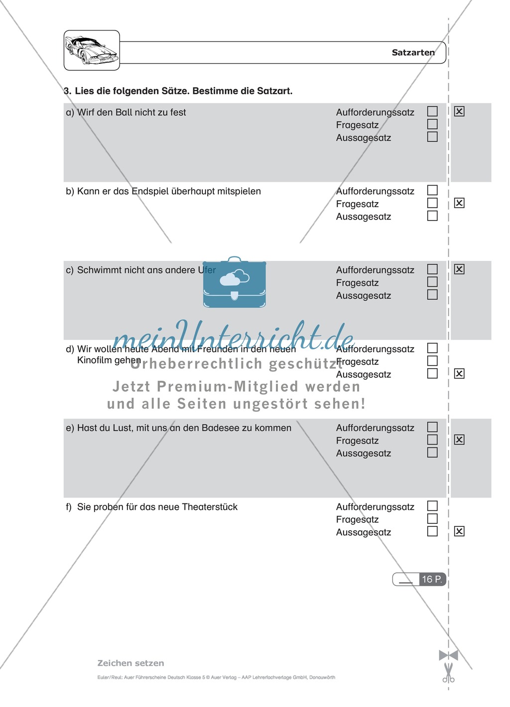 Zeichensetzung, Satzarten: Schnell-Tests Preview 4
