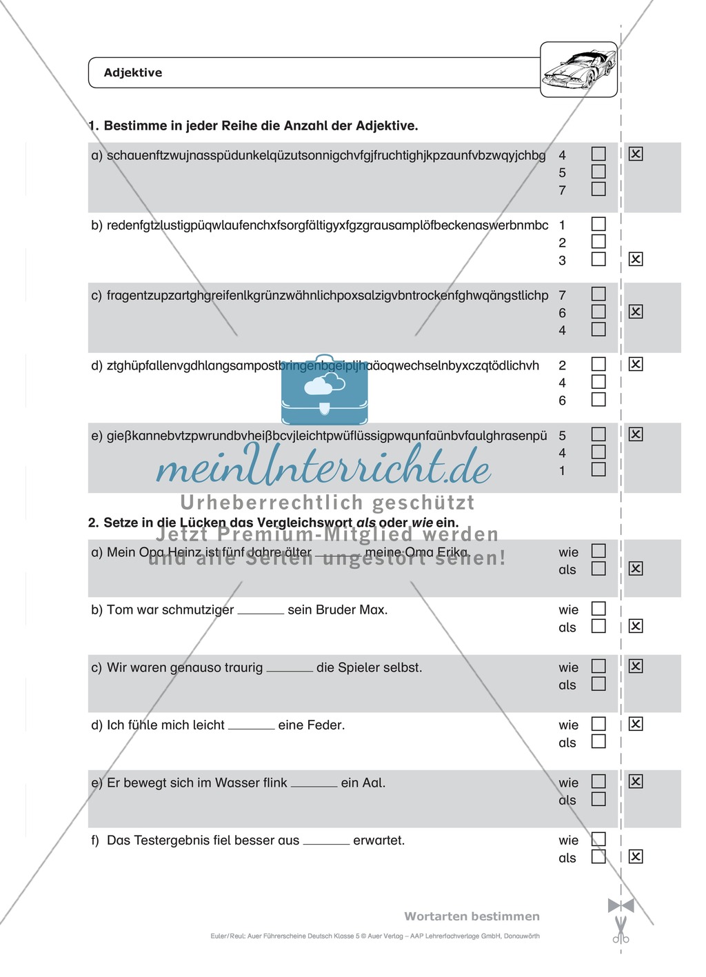 Wortarten - Adjektive: Schnell-Tests Preview 3