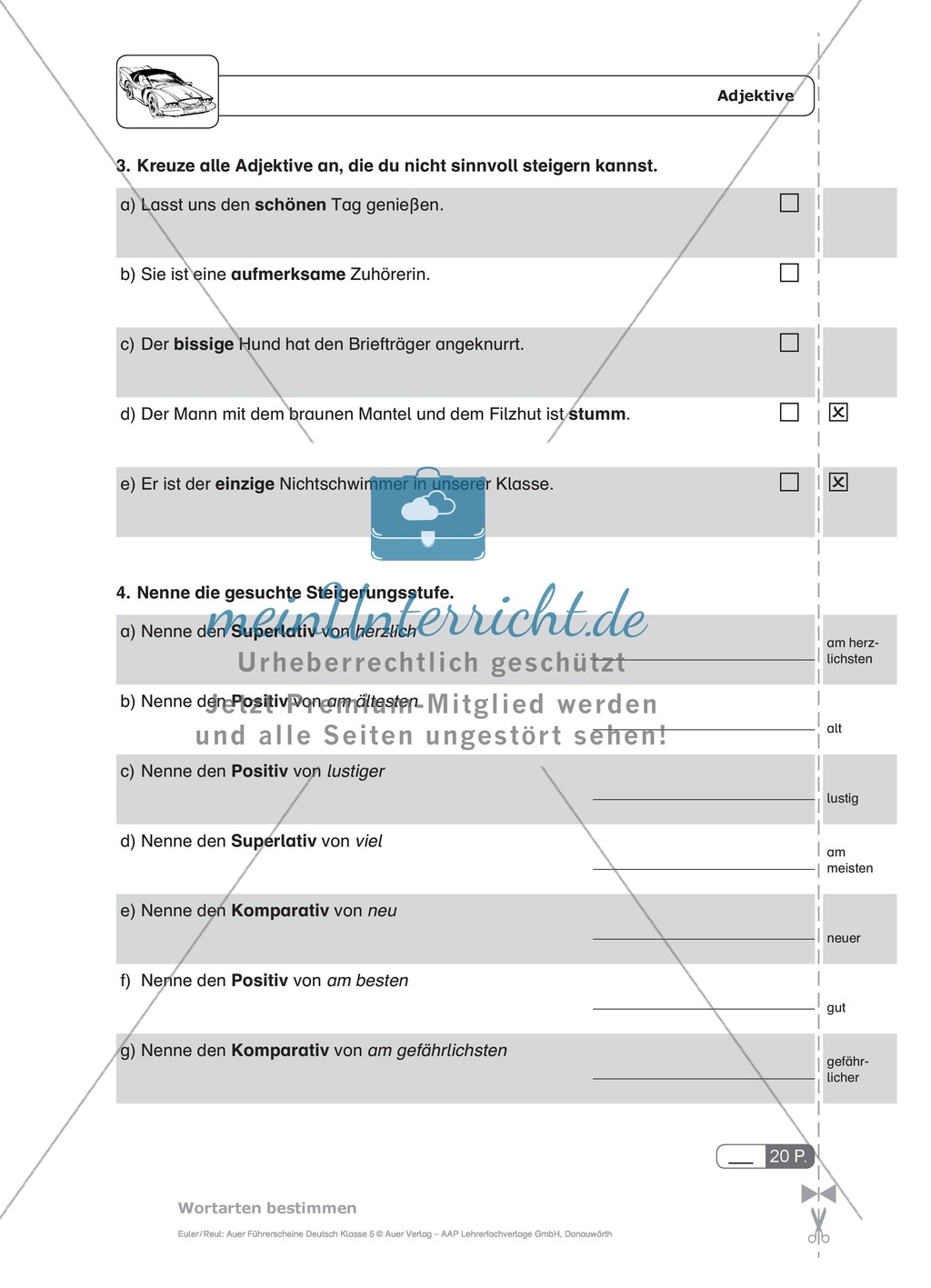 Wortarten - Adjektive: Schnell-Tests Preview 4