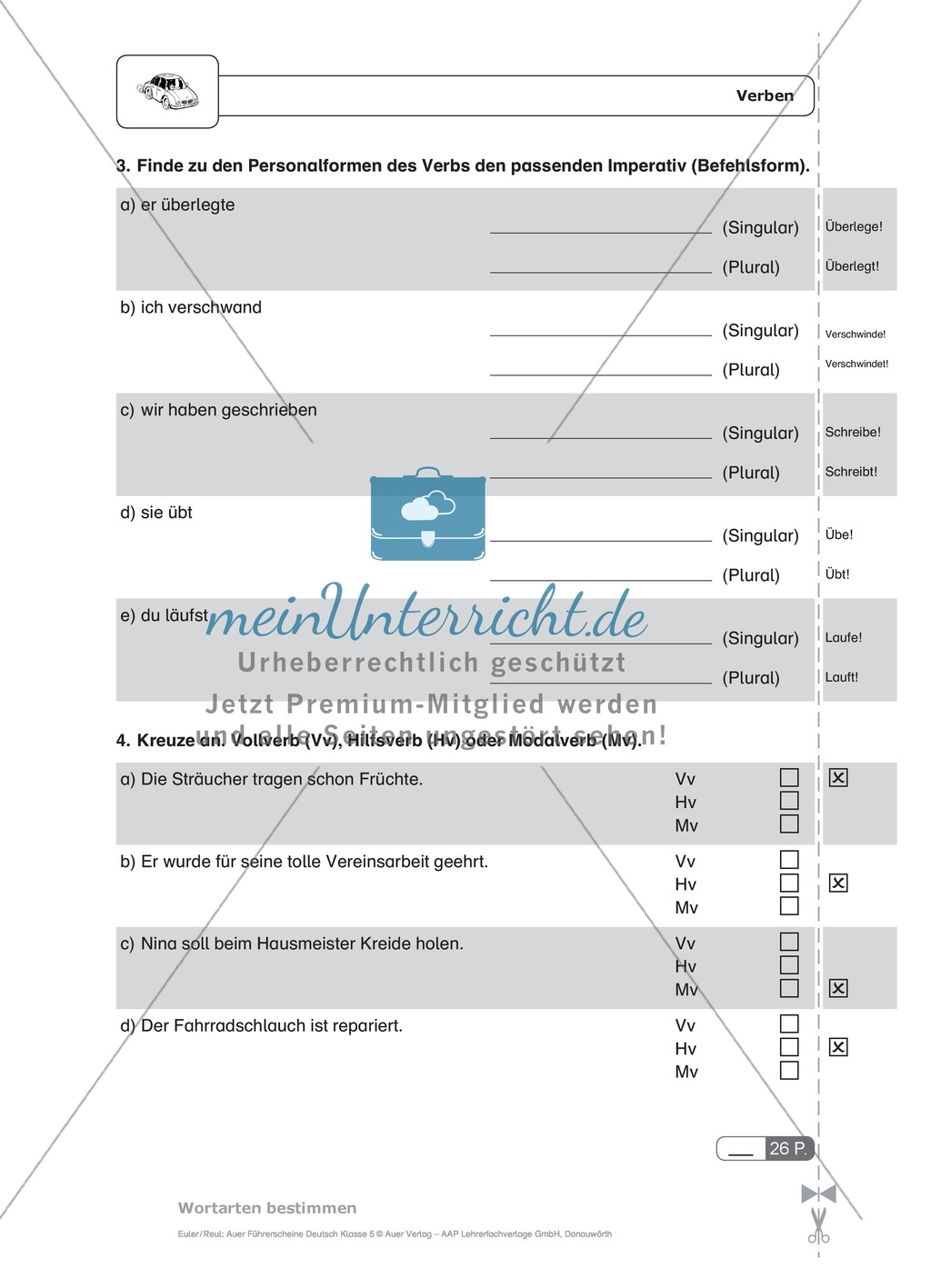 Wortarten - Verben: Schnell-Tests Preview 2