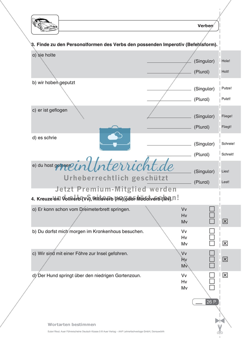 Wortarten - Verben: Schnell-Tests Preview 4