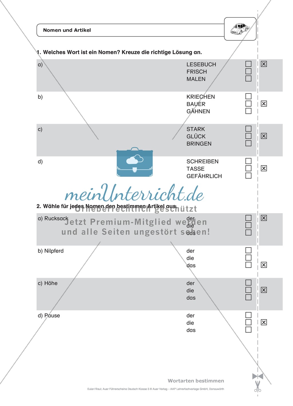 Wortarten - Nomen: Schnell-Tests Preview 1