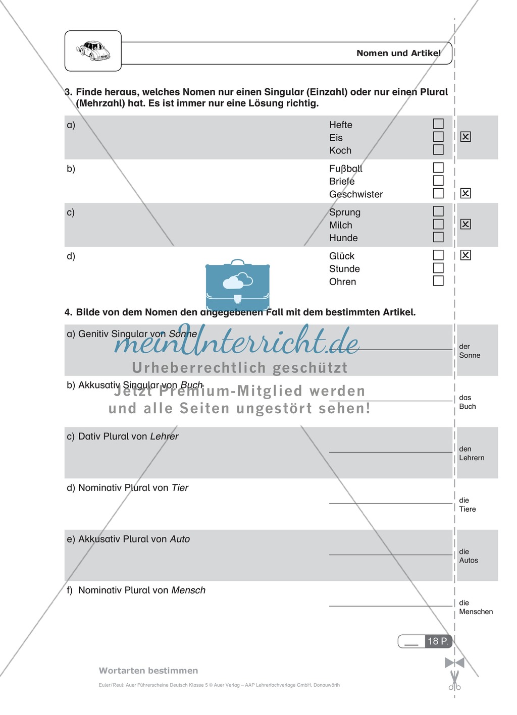 Wortarten - Nomen: Schnell-Tests Preview 2