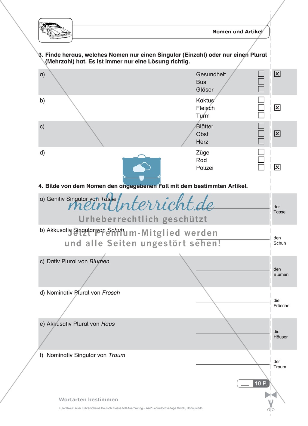 Wortarten - Nomen: Schnell-Tests Preview 4