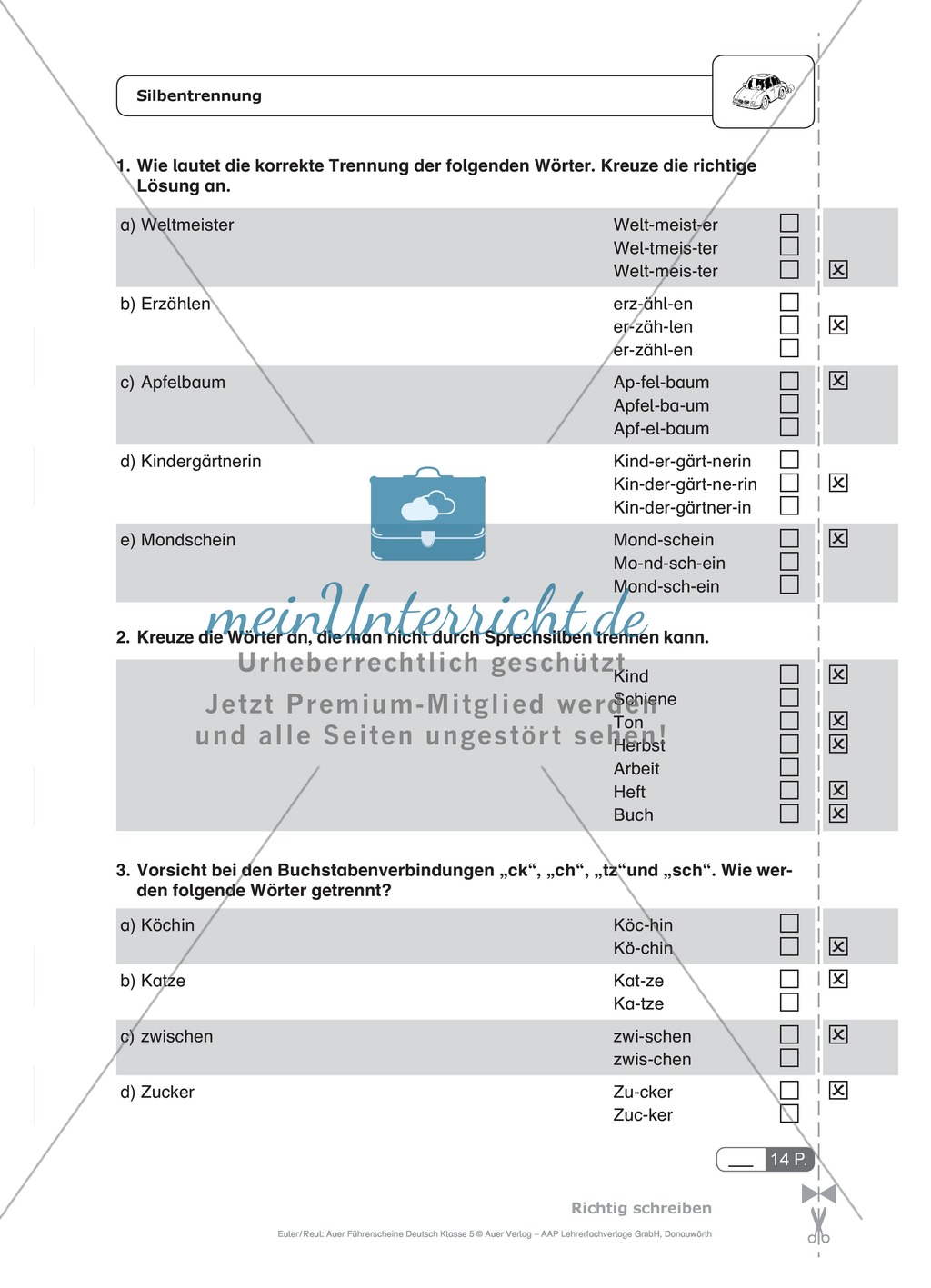 Rechtschreibung, Silbentrennung: Schnell-Tests Preview 1