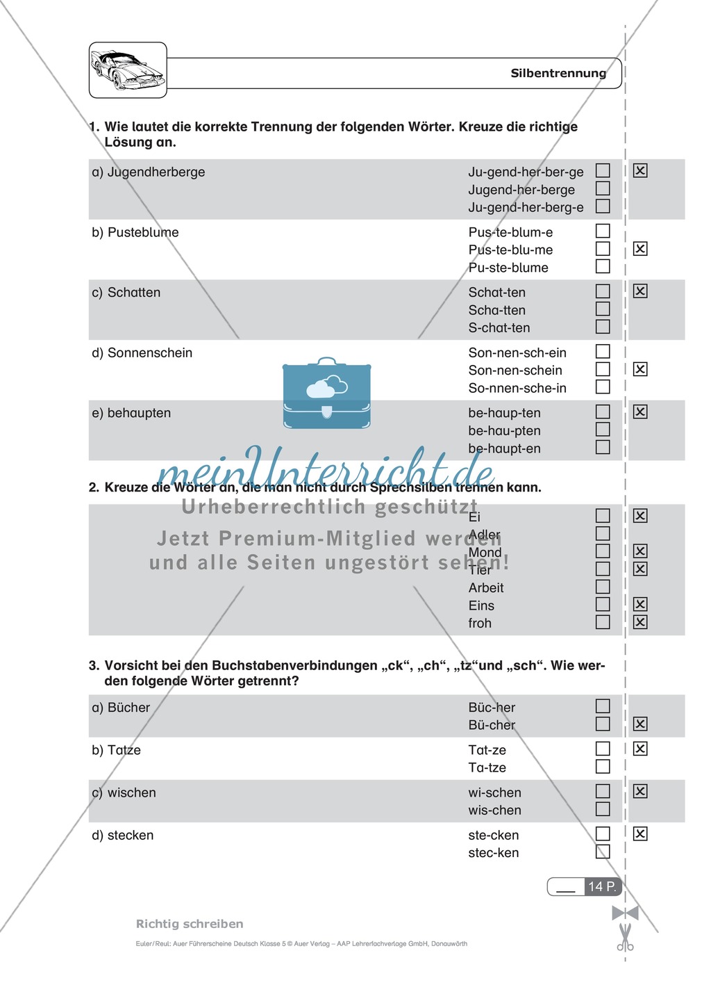 Rechtschreibung, Silbentrennung: Schnell-Tests Preview 2