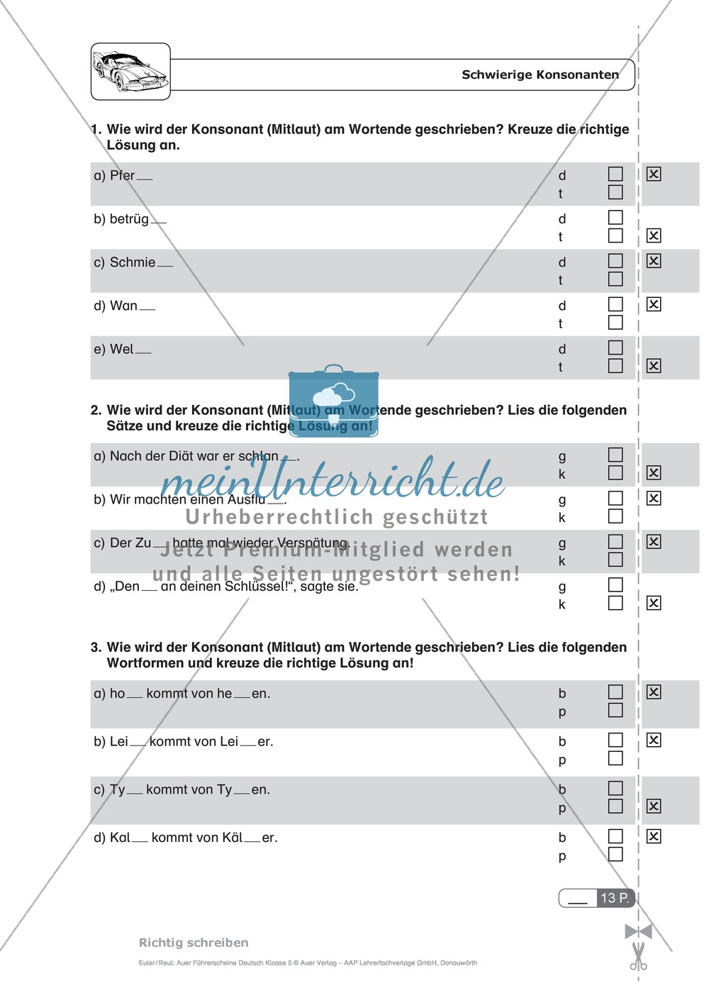 Rechtschreibung, schwierige Konsonanten: Schnell-Tests Preview 2