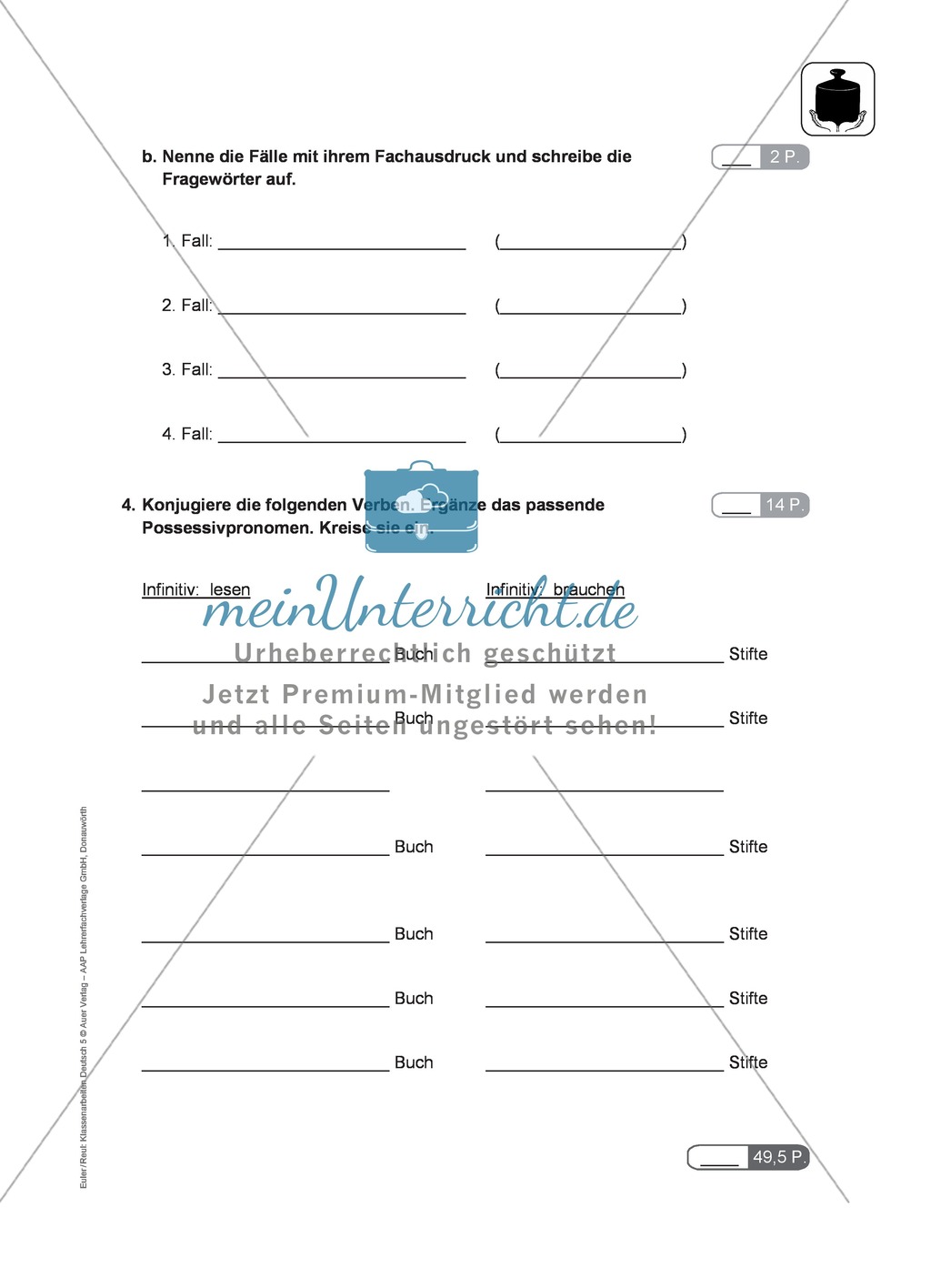 Wortarten bestimmen: Klassenarbeit und Lösung Preview 2
