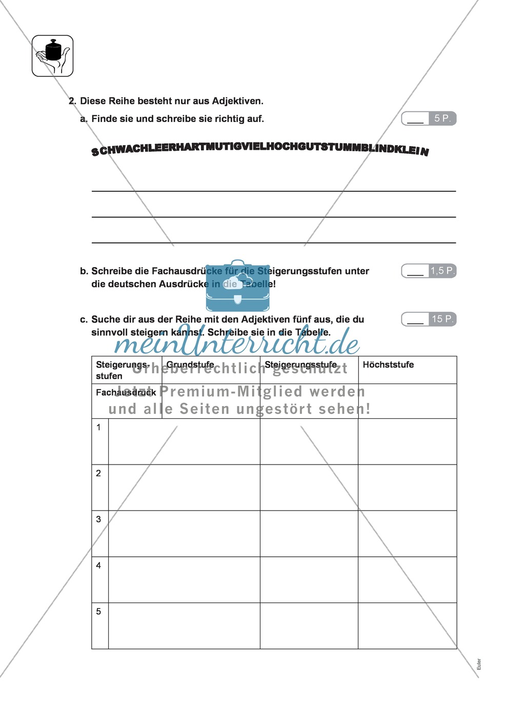 Wortarten und Kasus bestimmen: Klassenarbeit und Lösung Preview 2