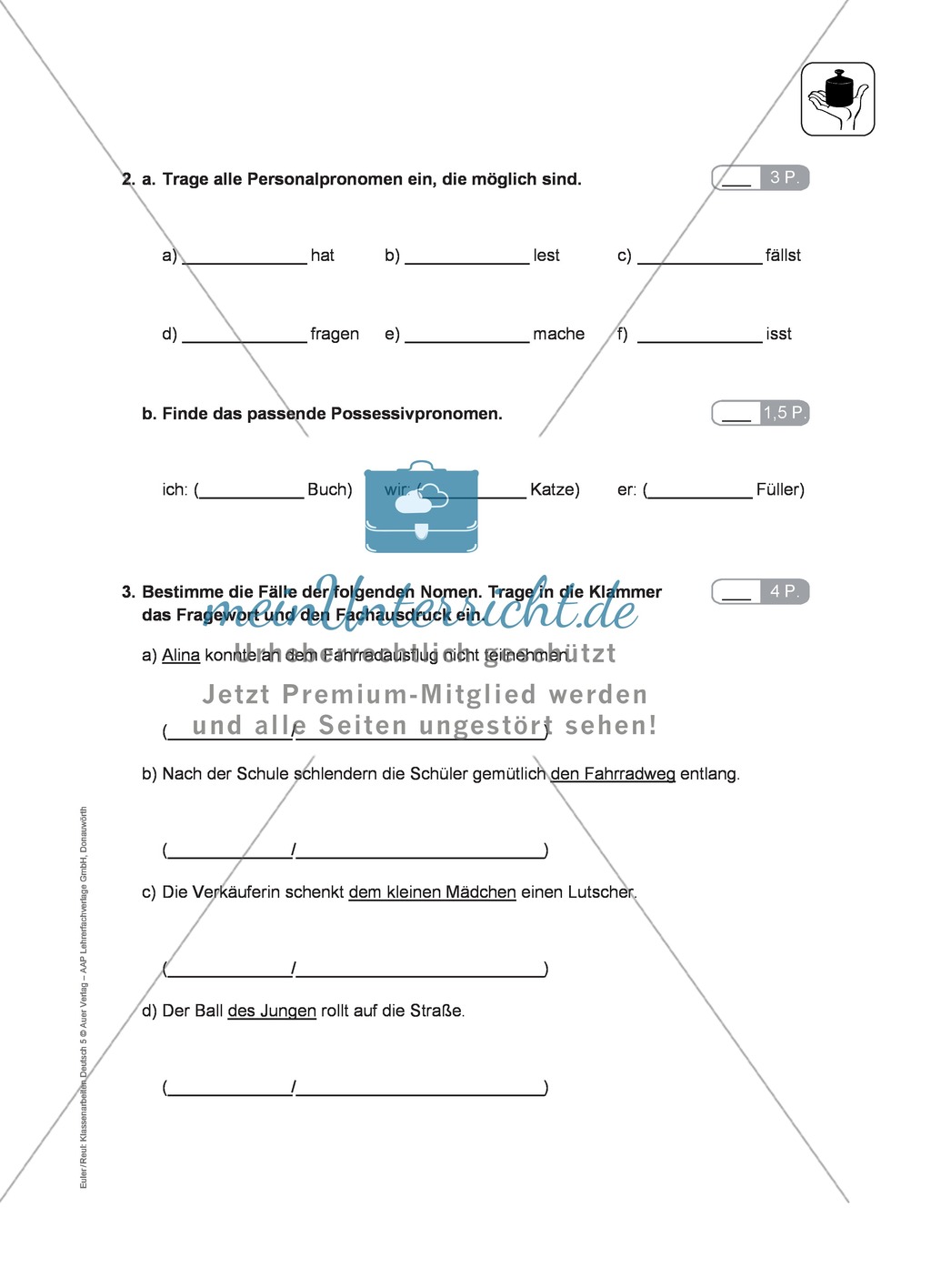 Wortarten bestimmen, Fachbegriffe kennen: Klassenarbeit und Lösung Preview 2