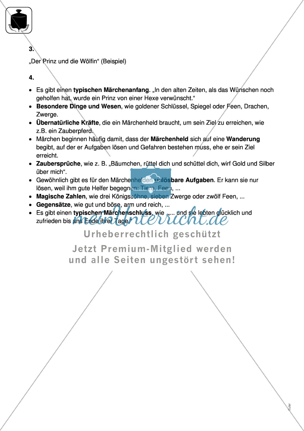Märchen und Sagen verstehen: Klassenarbeit und Lösung Preview 3