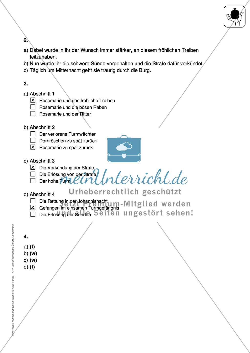 Märchen und Sagen verstehen: Klassenarbeit und Lösung Preview 4