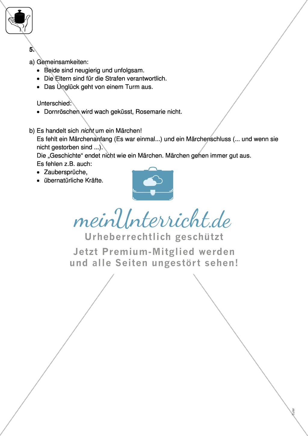 Märchen und Sagen verstehen: Klassenarbeit und Lösung Preview 5