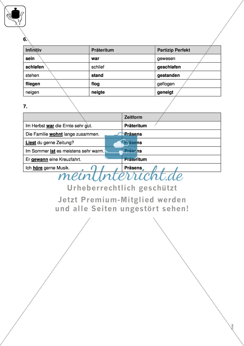 Zeitformen: Klassenarbeit und Lösung Preview 4