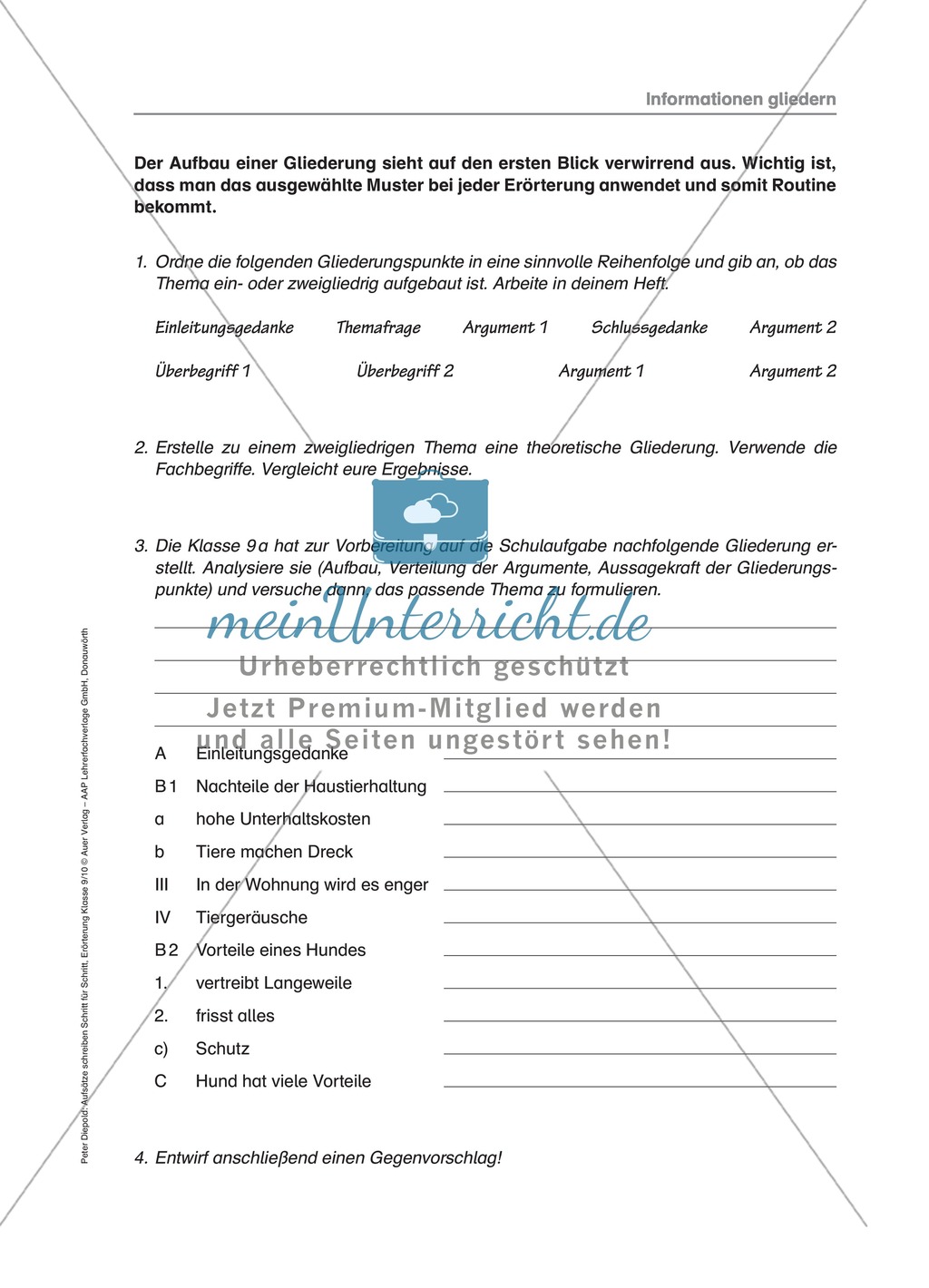 Erörterung - Informationen gliedern: Übungen + Lösungen Preview 2